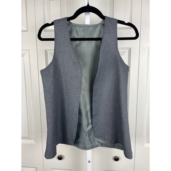 Handmade Gray Silver XS X-Small minimalist preppy career reversible vest - Picture 6 of 7